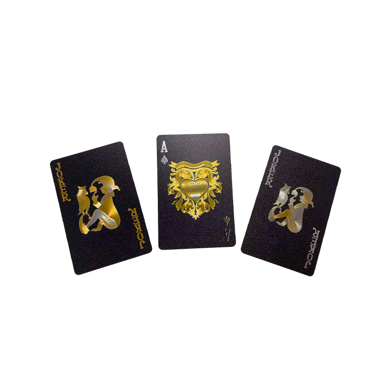 Naipes impermeables personalizados lámina negro dorado, caja de regalo