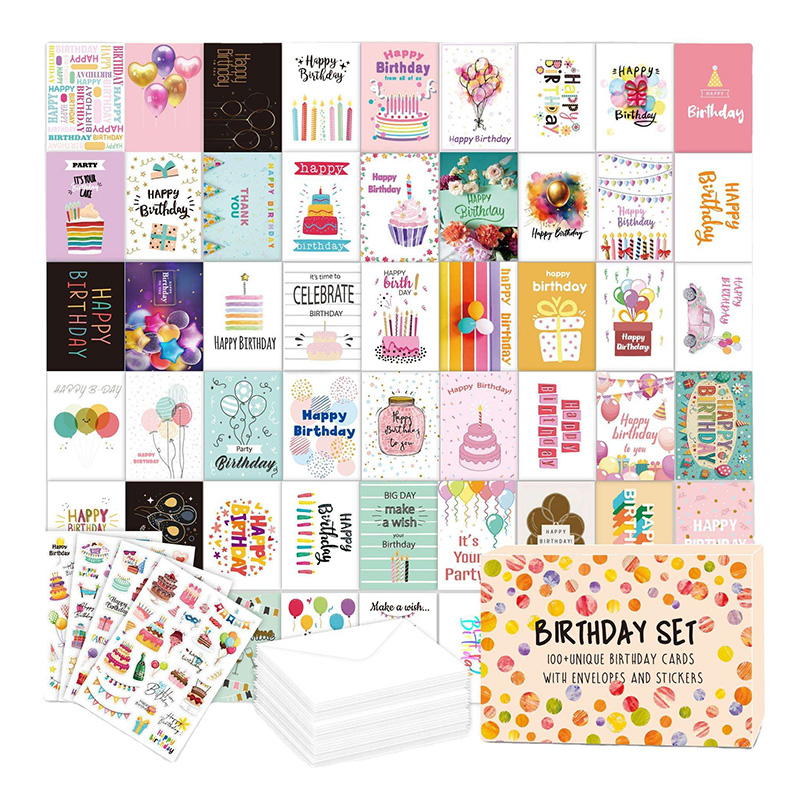 Juego de tarjetas de felicitación de cumpleaños con sobres.