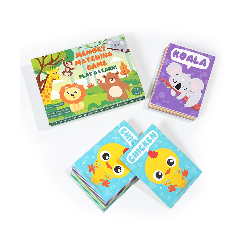 Juego de tarjetas flash de combinación de memoria: tarjetas de aprendizaje interactivas para niños