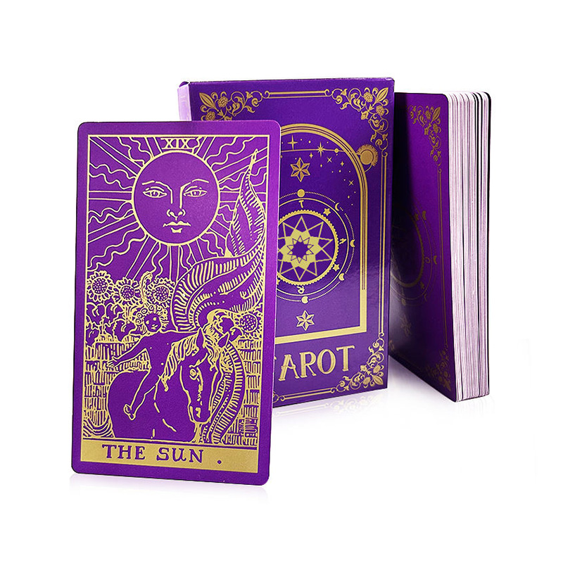 Baraja de cartas de tarot de lámina púrpura