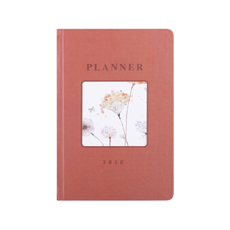 2026 Hardcover Planner Notebook with Watercolor Floral Cover Design