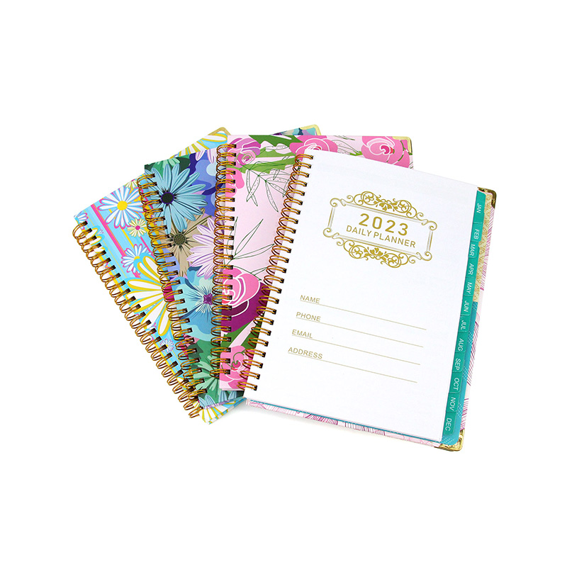 Spiral Notebook with Floral Cover Design and Daily Planner Pages