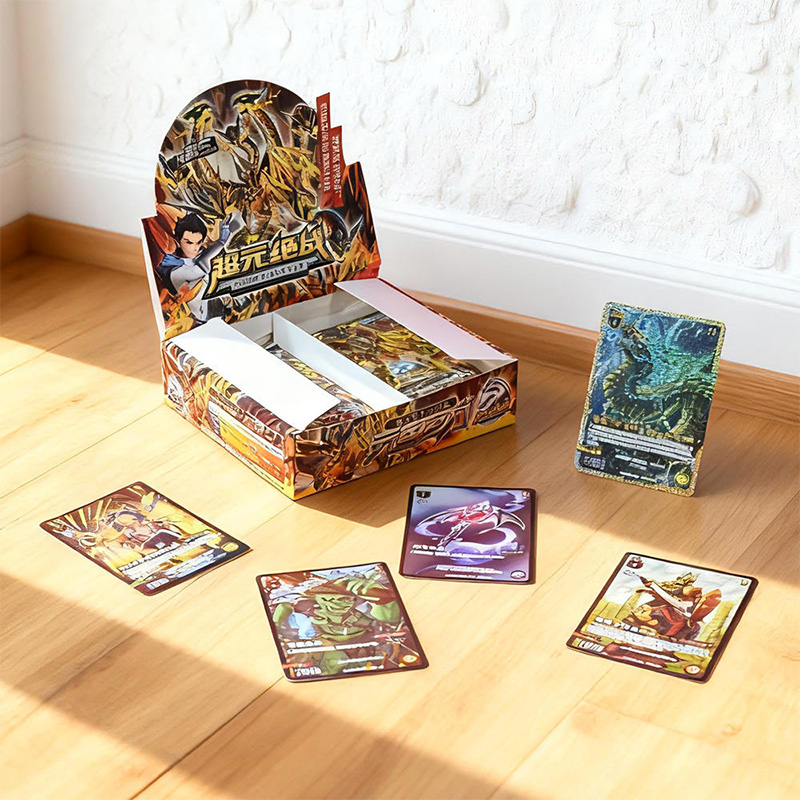 Caja de sobres de cartas coleccionables de fantasía.