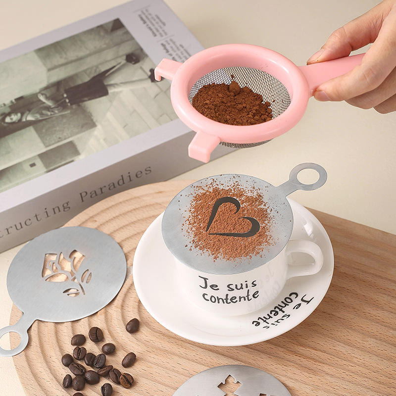Stainless Steel Coffee Powder Decoration Stencil Set