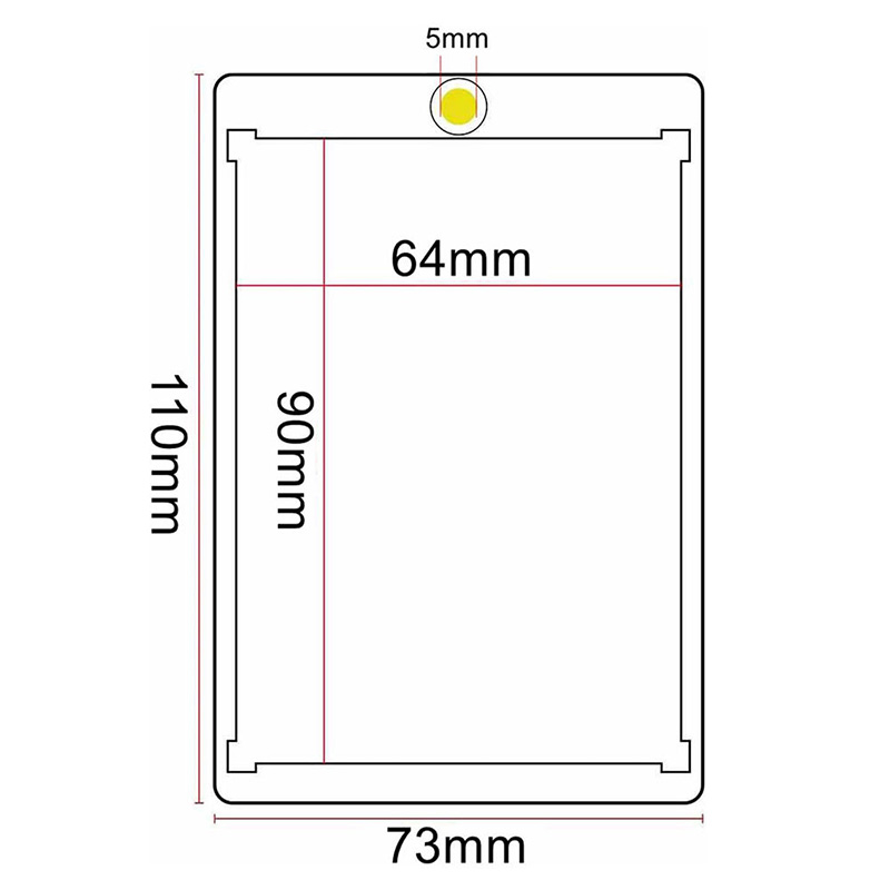 Funda protectora de tarjeta transparente resistente a los rayos UV con diseño de orificio para colgar