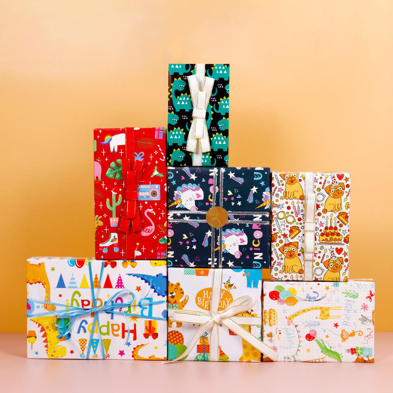 Cartoon Theme Kids Gift Wrapping Paper Set