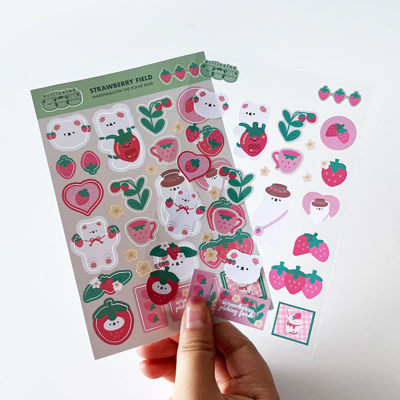 Cute Strawberry Cartoon Sticker Set for Journal DIY Decoration Crafts