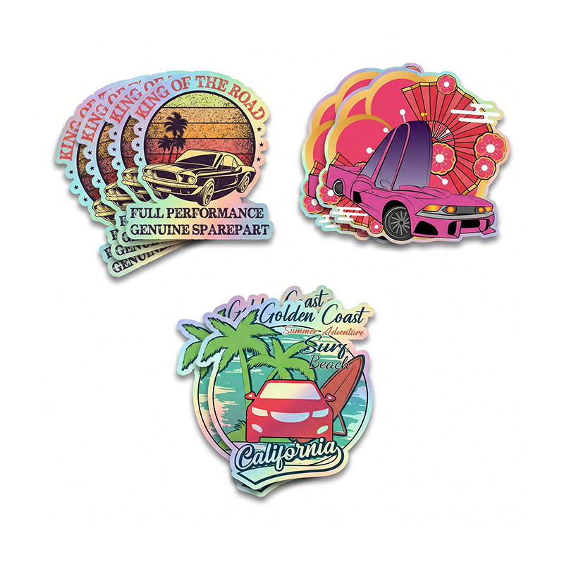 Retro Holographic Car Theme Waterproof Sticker Set for DIY Decoration