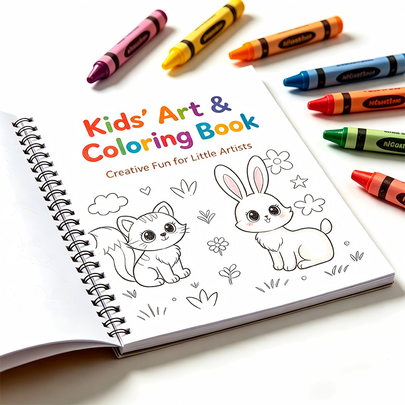 Kids Art & Coloring Book with Spiral Binding