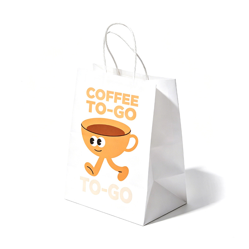Cartoon Coffee To-Go Kraft Paper Handle Bag
