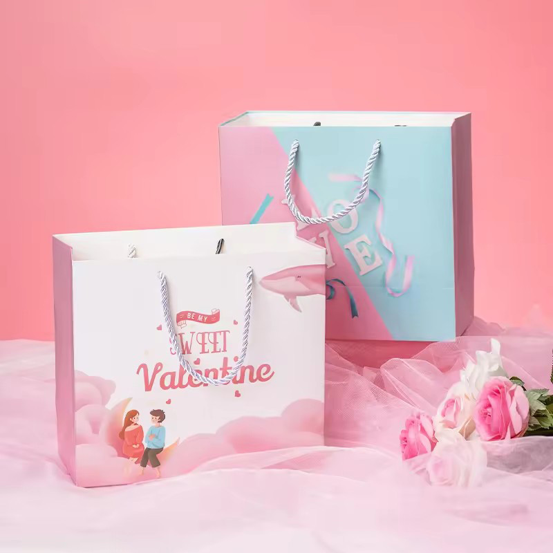 Valentine Christmas Holiday Printed Paper Gift Handle Bag