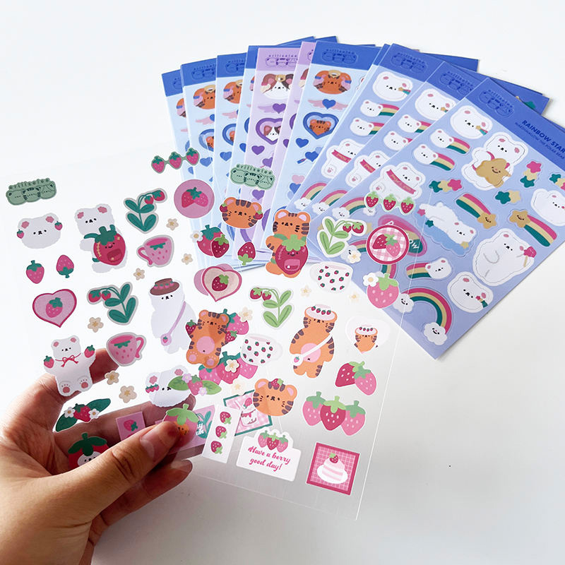 Cute Strawberry Cartoon Sticker Set for Journal DIY Decoration Crafts