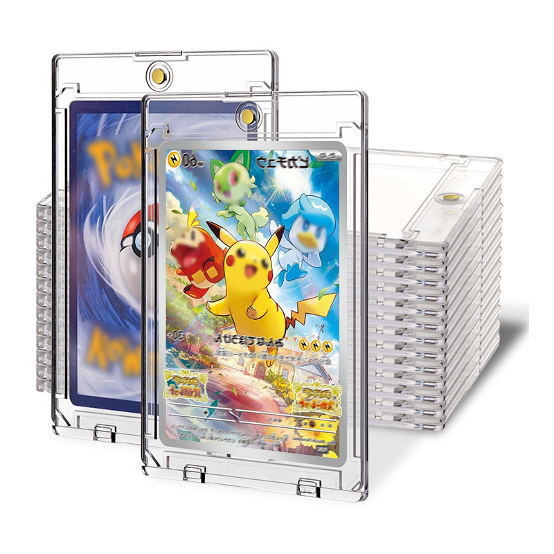 Estuche porta tarjetas transparente magnético fuerte con diseño de orificio para colgar