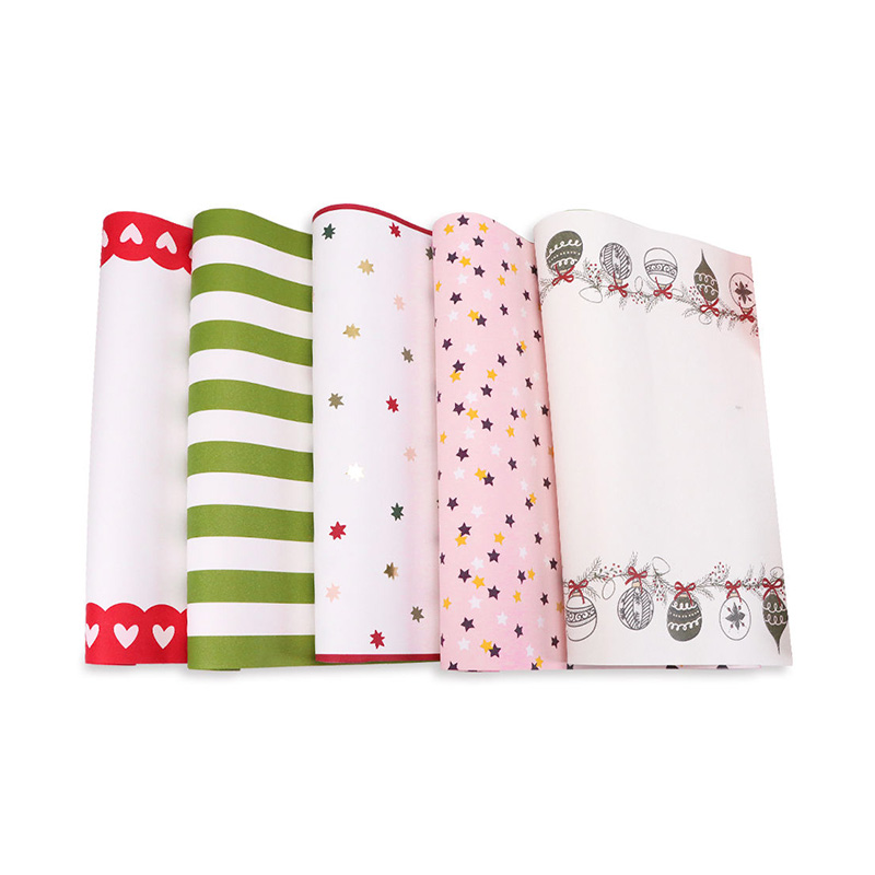 Colorful Holiday Gift Wrapping Paper Set with Star and Stripe Patterns