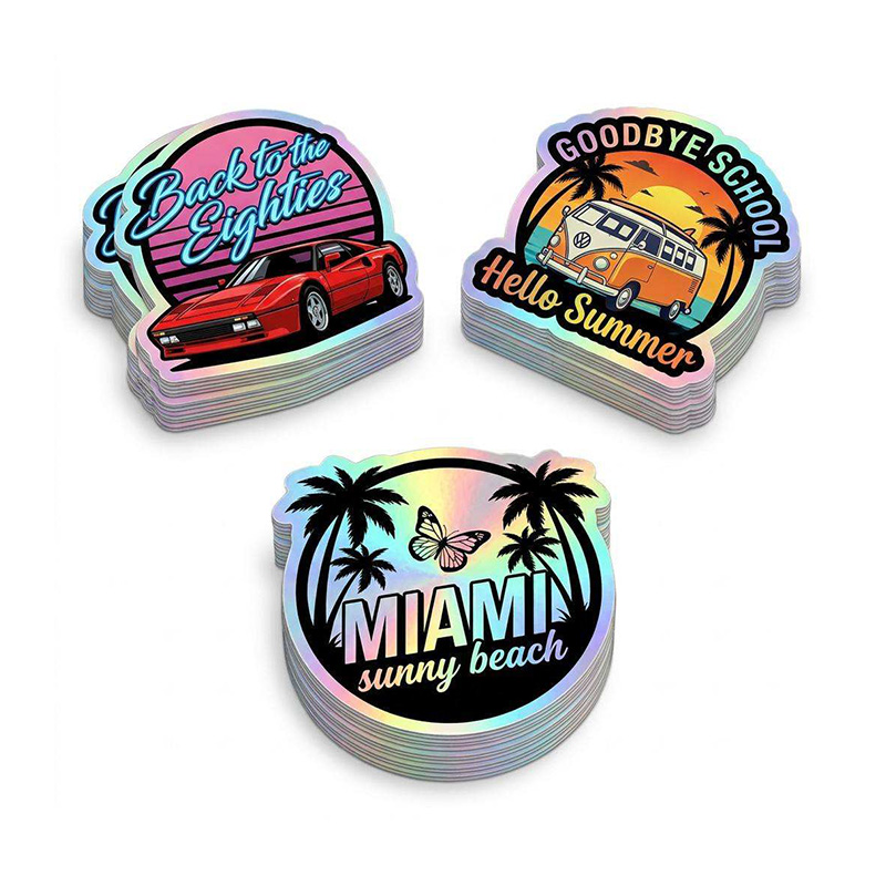 Retro Holographic Car Theme Waterproof Sticker Set for DIY Decoration