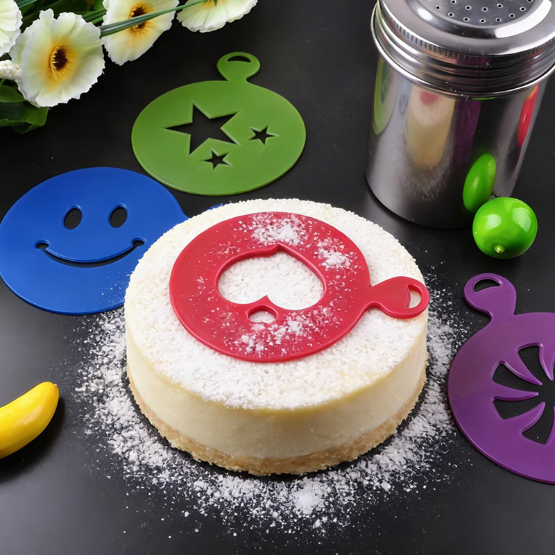 4-Piece Plastic Cake Stencil Set for Powder Decoration