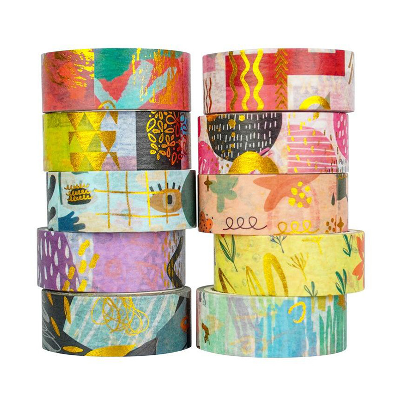 Gold Foil Abstract Pattern Washi Tape for Creative Decoration