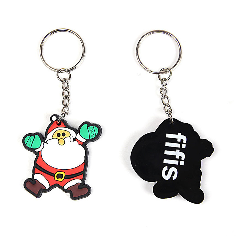 Llavero suave personalizado de dibujos animados de Navidad de PVC con diseño de logotipo