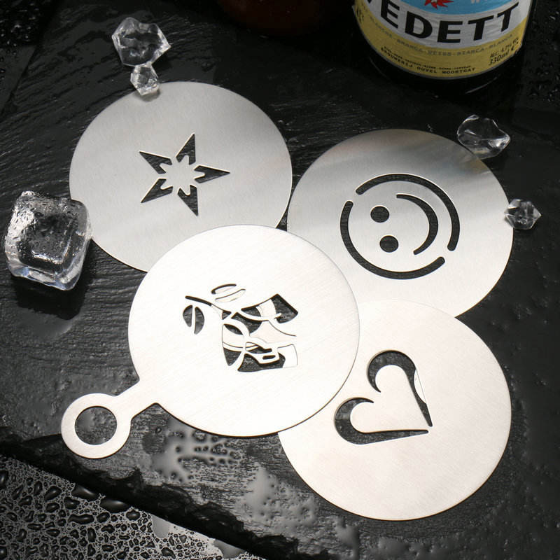 Stainless Steel Coffee Powder Shaker Stencil Set